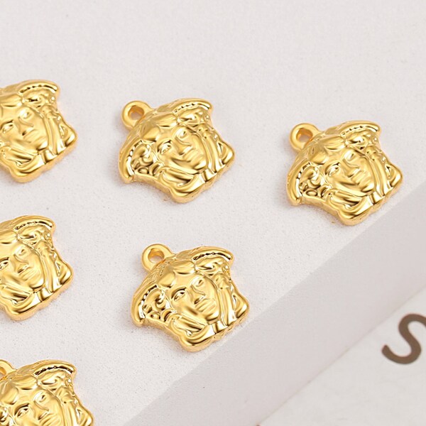 8pcs 18K Gold Plated Medusa Pendant, 12x12mm Greek Medusa Coin Charm, Olympus Charms,Bulk Wholesale for Jewelry Making. SS-JA1741-YS