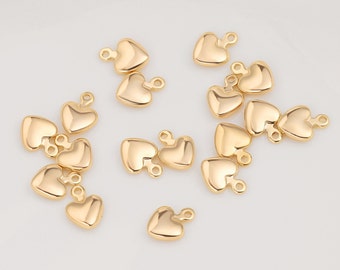 20Pcs 18k Gold Plated Heart Pendant,Gold Heart Charm Bulk, Mini Heart,Heart Charms, Heart For Extension Chain, Tiny Heart Love,SS-JA1669-YS