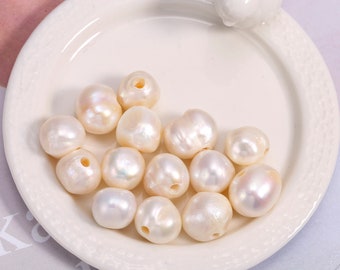 20Pcs 2.5mm Large-Hole Pearls,12-13mm AA High-Quality Natural Freshwater Pearls, Loose Pearls, Baroque Pearls, Pearl Beads.SS-DK036