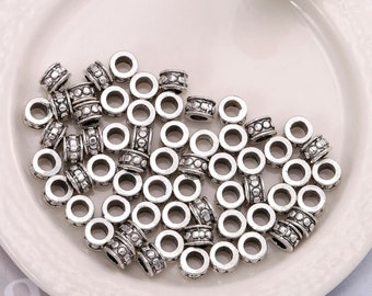 50Pcs Spacer Beads, Silver Spacer Beads. Round Accessories, Jewelry Accessories, 3mm Hole, Jewelry Findings,Can Make Necklaces.SS-JA805