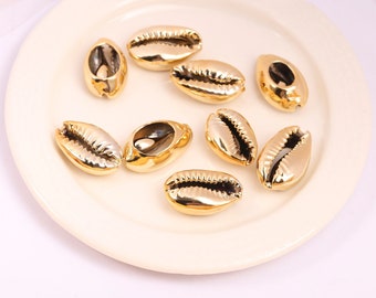 50Pcs Of Cowrie Gold-plated Shell Pieces, Cowrie Shell Pendant, Shell Pendants With Slits, Used to Make Bracelets, Necklaces.SS-JA1432-YS