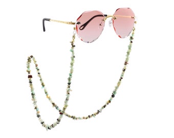 Amazonite Chips Glasses Chain, Stone Beaded Sunglasses Strap, Chakra Eyeglass Holder around Neck.Glasses Chain.SS-WYJ1240