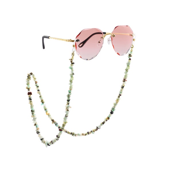 Amazonite Chips Glasses Chain, Stone Beaded Sunglasses Strap, Chakra Eyeglass Holder around Neck.Glasses Chain.SS-WYJ1240