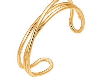 18K Gold Plated Crosshair Bracelet Charm Wide Bracelet Simple Open Adjustable Layered Statement Bracelet Fashion Jewelry. SS-HL654