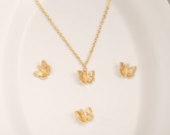 10Pcs 18K Gold Plated Cute Little Butterfly Pendant, Jewelry Charms,Cute Simple Pendant,Gold Jewelry, SS-JA1608-YS