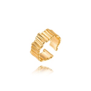 18K Gold Plated Band Ring Open Ring Dainty Stackable Wide Band Line Ring for Women,SS-HJ088 image 1