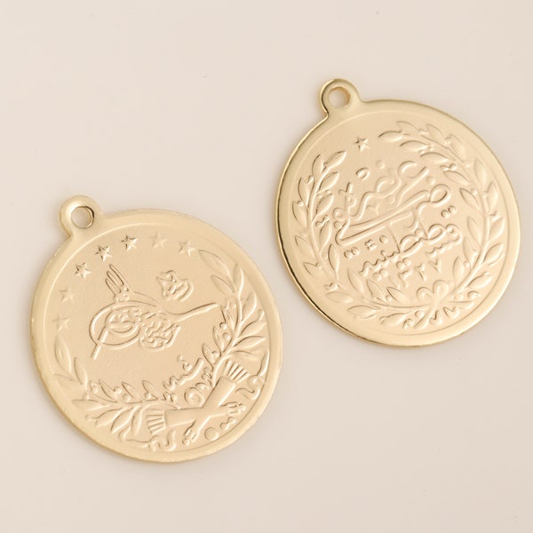 10Pcs 18K Gold-Plated Disc PendantsBulk Wholesale Pendants,Coin Badges,Roman Pendants,Jewelry Making,Accessories,Bohemian StyleSS-JA1541-YS