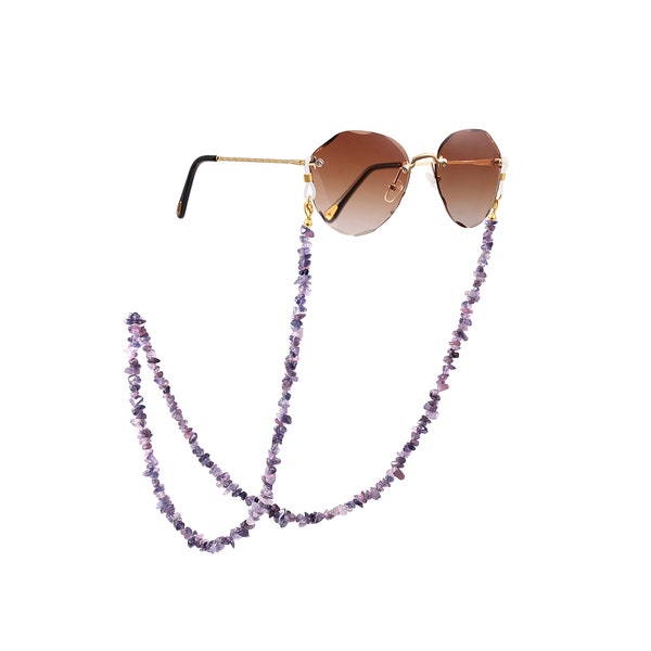 Amethyst Glasses Chain,Stone Beaded Sunglasses Strap Chakra Eyeglass Holder around Neck,Fashion Glasses Chain For Girls/Women.SS-WYJ1245