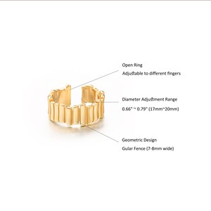 Anillo de banda chapado en oro de 18 quilates Anillo abierto Anillo de línea de banda ancha apilable delicado para mujer, SS-HJ088 imagen 2