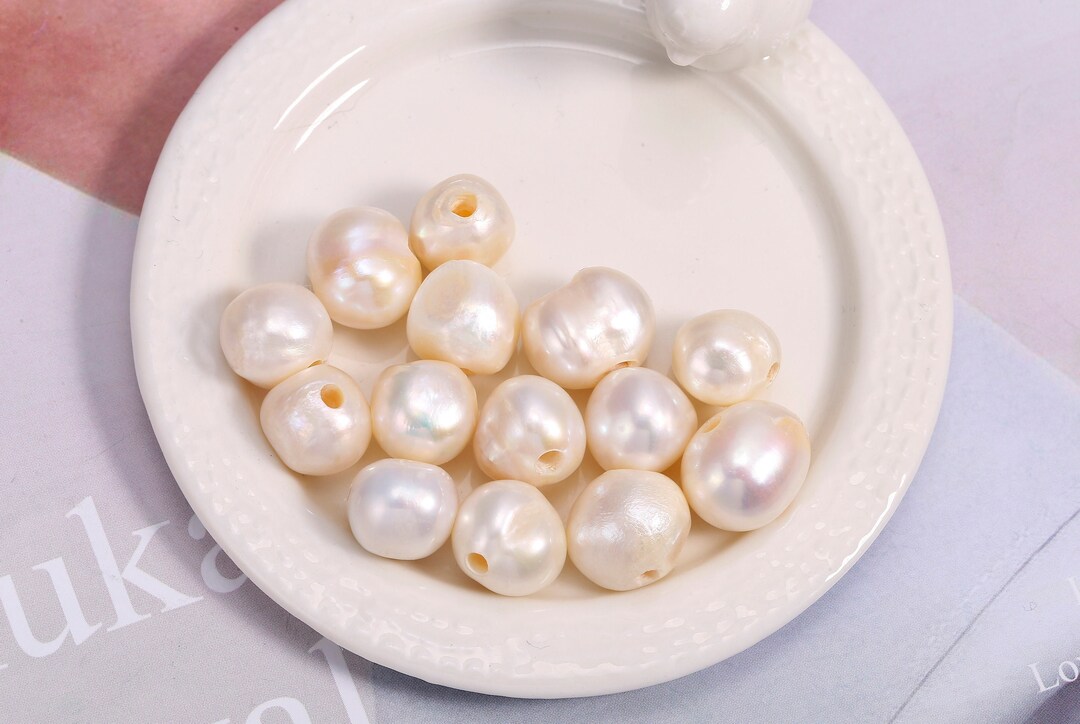 20Pcs 2.5mm Perlas de agujero grande, 12-13mm AA Perlas naturales de ...