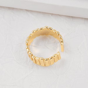18K Gold Plated Band Ring Open Ring Dainty Stackable Wide Band Line Ring for Women,SS-HJ088 image 5