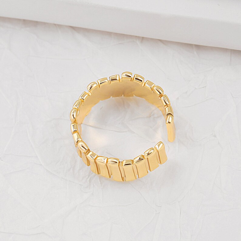 18K Gold Plated Band Ring Open Ring Dainty Stackable Wide Band Line Ring for Women,SS-HJ088 image 5