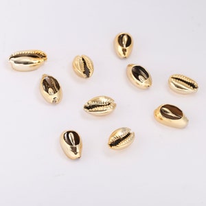 50Pcs Of Cowrie Gold-plated Shell Pieces, Cowrie Shell Pendant, Shell Pendants With Slits, Used to Make Bracelets, Necklaces.SS-JA1432-YS image 3