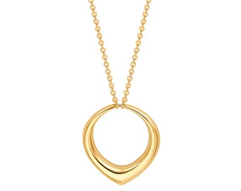 Long Circle Pendant Necklace 18K Gold Plated Cable Chain Women Statement Long Sweater Necklace，SS-WYJ1352