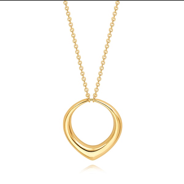 Long Circle Pendant Necklace 18K Gold Plated Cable Chain Women Statement Long Sweater Necklace，SS-WYJ1352