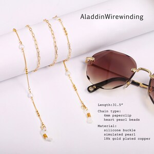 18k Gold Pearl Glasses Chain for Women Reading Eyeglass Holder Eyewear Retainer Sunglasses String Strap Mask Lanyard NecklaceSS-WYJ1384 image 2