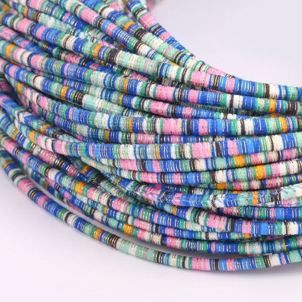 10 Yard,African Fabric Ethnic Rope Cord-Tribal Rope Cord,Textile Cord,6mm Round Cloth Cotton Colorful  Boho Bohemian Wrap Bracelet.SS-PB177