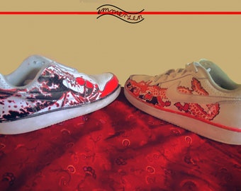 Custom AirForce 1s | Greatwave, Asian,Dragon - Size 9 Wemon