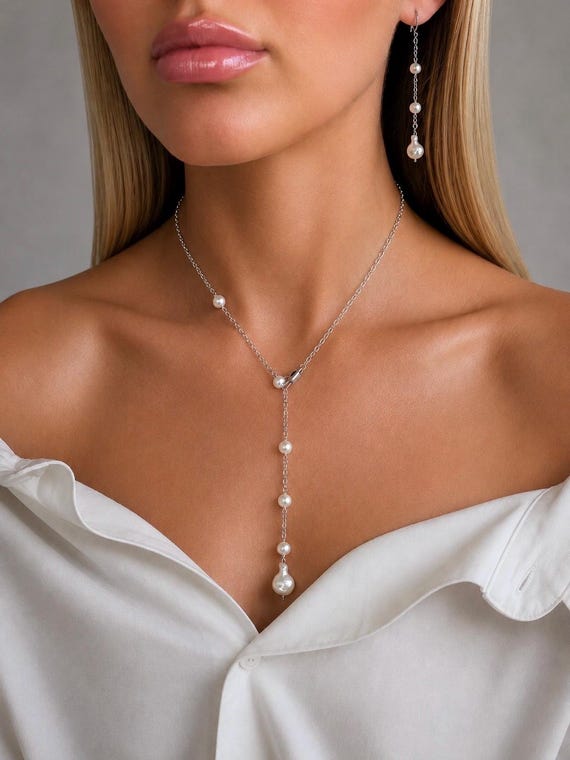 Adjustable Pearl Lariat Necklace, Transform Necklace, Baroque Pearl Drop Necklace, Convertible Y Necklace, Minimalist Pearl Jewelry