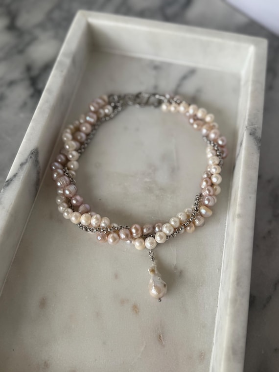Adjustable Layered Necklace, unique Pearl Choker, Luxury Statement Jewelry,Gift for Her, Versatile Necklace, Transformable Layered necklace