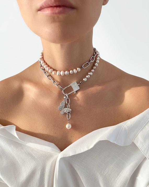 Versatile Handmade Statement Necklace ,versatile pearl set jewelry, purple Pearl Necklace, modern pearl necklace, luxury pearl jewelry