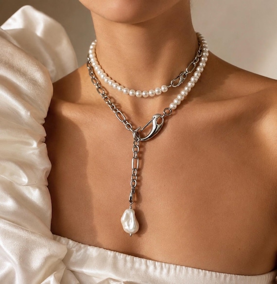 Multi Way Pearl Necklace | Convertible Statement Choker | Transformable Baroque Jewelry
