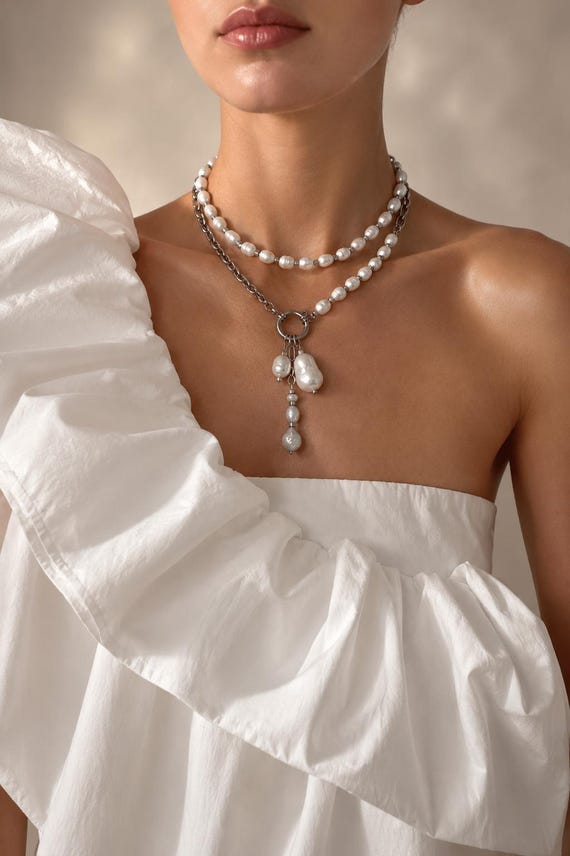 3 Way Pearl Necklace | Convertible Baroque Choker | Versatile Statement Jewelry