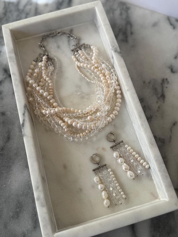 Freshwater Pearl jewelry set , large Pearl Necklace ,bold pearl Choker, chunky pearl necklace, chunky pearl jewelry set, bridal jewelry