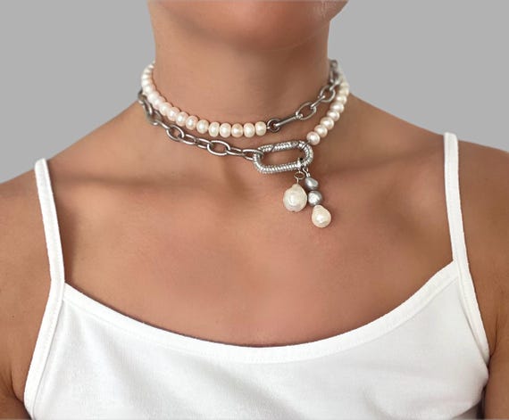 Trendy pearl Necklace , stylish Pearl choker, fashion Necklace, trendy pearl jewelry , fashion jewelry, Bridesmaid Gift, pearl stylish neckl