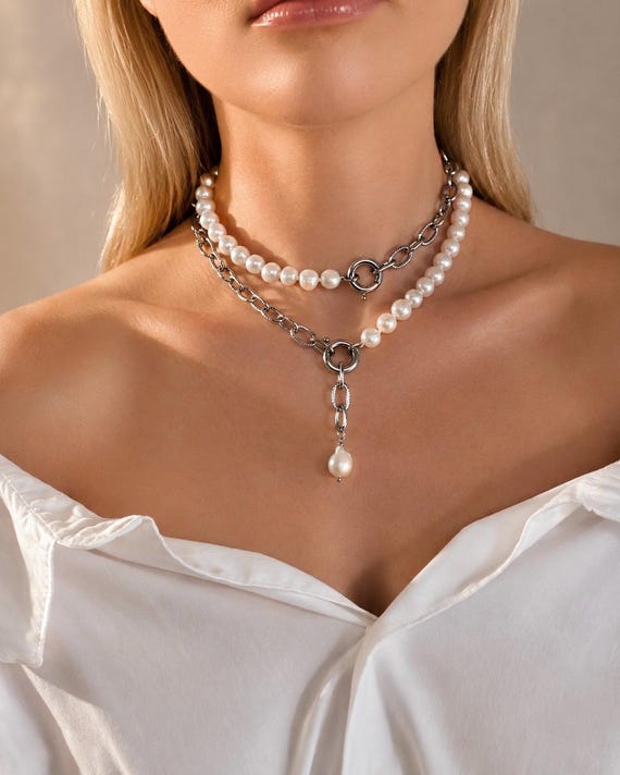 Baroque Pearl Choker, Modern Necklace, Bridesmaid Gift