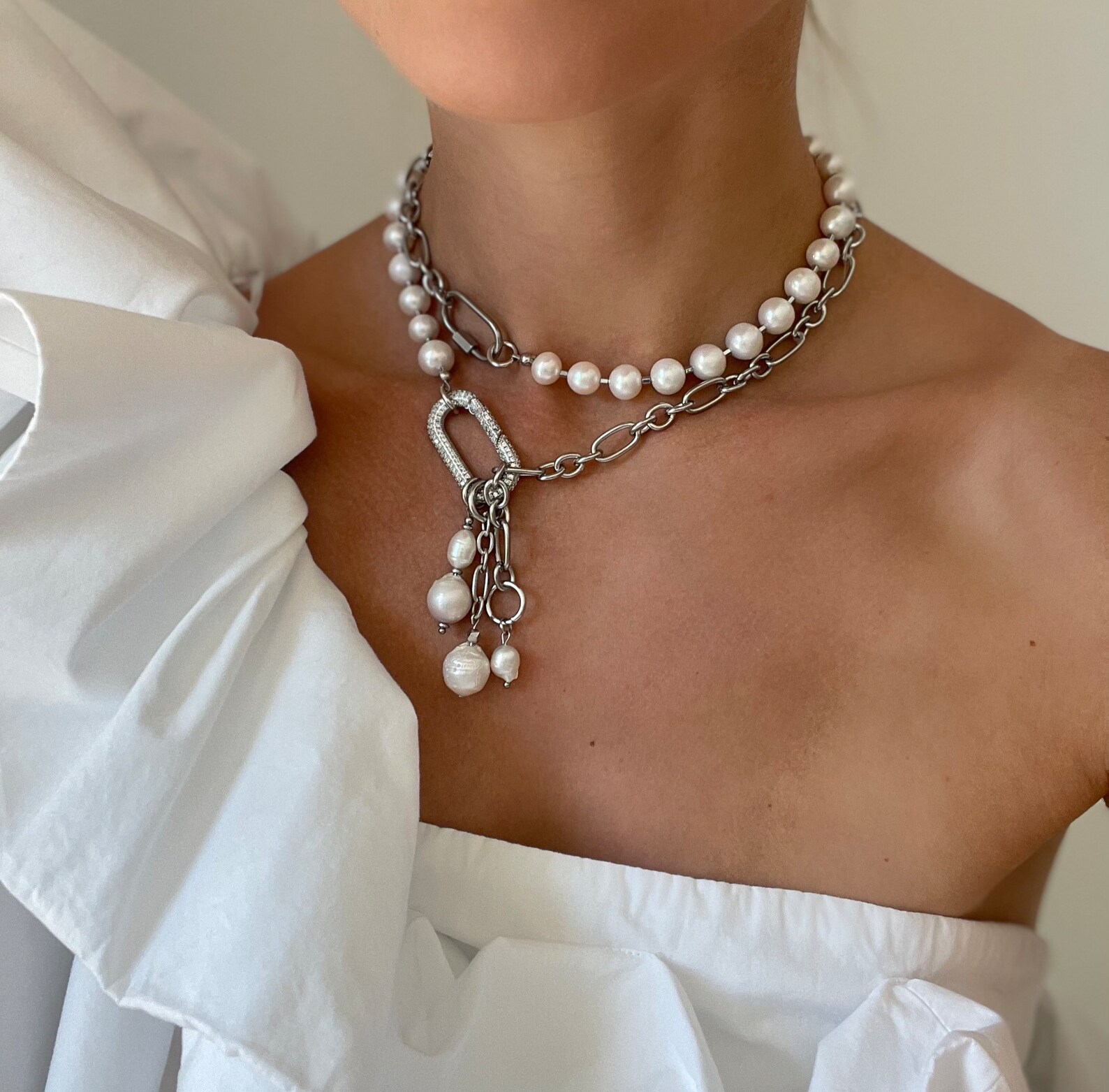 Freshwater Pearl Necklace, Baroque Pearl Necklace ,alt Pearl Necklace