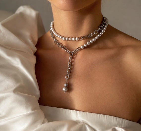 Chunky Pearl Choker | Convertible Statement Necklace | Baroque Freshwater Pearl Jewelry