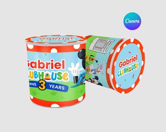 Modelo de etiqueta Pringles editável do Mickey Mouse Clubhouse no Canva, download digital de lembrancinhas personalizadas do Mickey