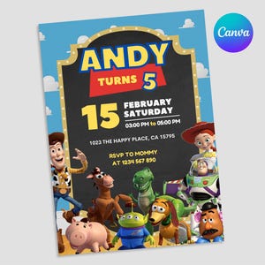 Toy Story Birthday Invitation Canva Template Customizable Digital Download
