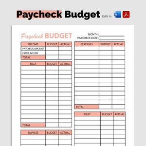 Printable Paycheck Budget Planner, Printable, Weekly Budget, A4 Size, Minimalist Planner, Instant Download, Personal Budget, Budget Planner