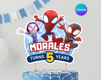 Spidey Cake Topper Template, Superhero Birthday Party Decor (Digital Download)