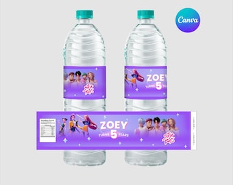 Editable KPop Demon Hunters Birthday Water Bottle Label Canva Template, Party Favor Digital Download