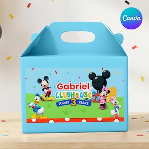 Mickey Mouse Clubhouse Birthday Gable Box Label, Editable Canva Template (Digital Download)