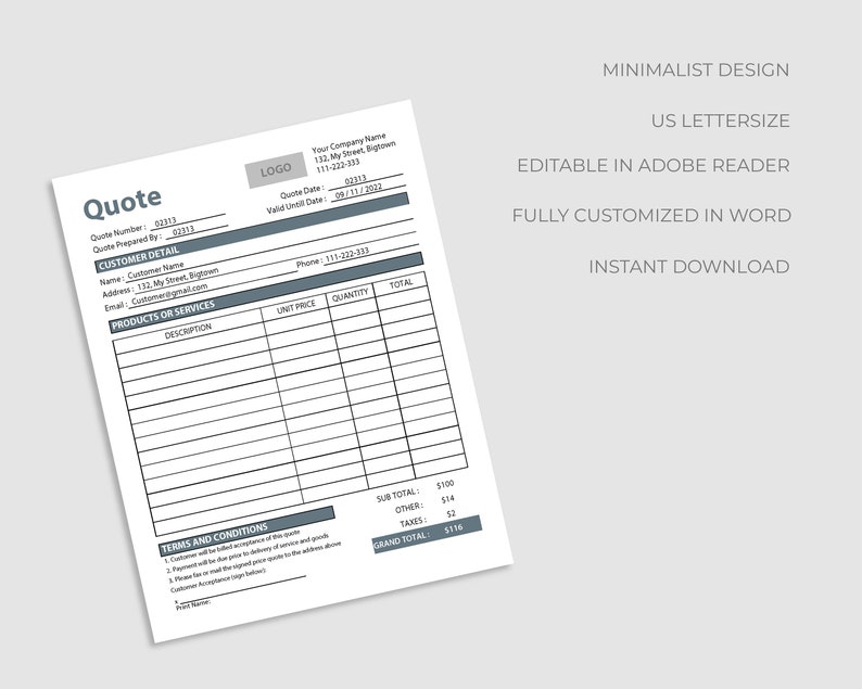 Printable Quote Template Quote - Il 794xN.4216118439 Ch5q 