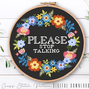 Floral Sassy Cross Stitch Pattern, Feminist Cross Stitch, Subversive Counted Cross Stitch, Funny Embroidery Design, Digital Download PDF