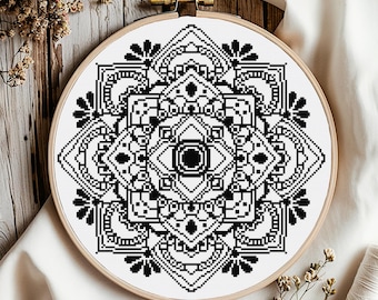Mandala Cross Stitch Pattern: Geometric Embroidery (Digital Download PDF)