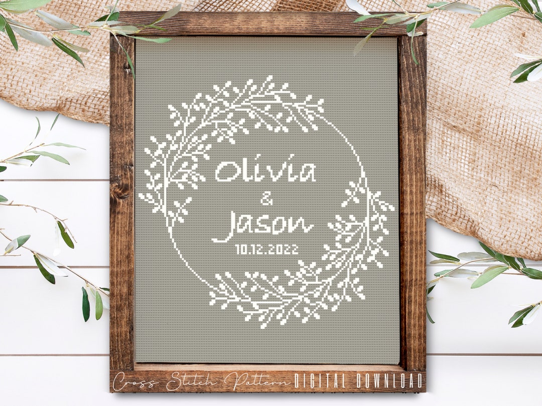 Wedding Cross Stitch Pattern: Personalized Anniversary Sampler