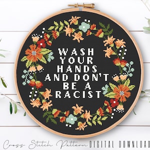 Floral Sassy Cross Stitch Pattern: Feminist Embroidery (Digital Download PDF)