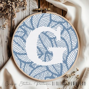 Letter G Cross Stitch Pattern: Modern Alphabet Monogram (Digital Download PDF)