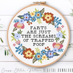 Floral Sassy Cross Stitch Pattern: Funny Feminist Embroidery (Digital Download PDF)