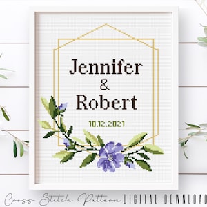 Personalized Wedding Cross Stitch Pattern: Anniversary Sampler (Digital Download PDF)