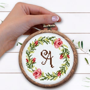 Monogram Cross Stitch Pattern, Easy Counted Cross Stitch Sampler, Modern Initial Embroidery, Cross Stitch Alphabet, Digital Download PDF