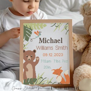 Geburtsanzeige Kreuzstichmuster: Modernes Kinderzimmer Dekor (Digitaler Download)