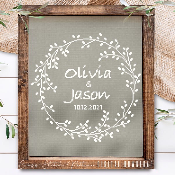 Personalized Wedding Cross Stitch Pattern: Anniversary Sampler (Digital Download PDF)