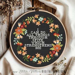 Floral Sassy Cross Stitch Pattern, Feminist Cross Stitch, Subversive Counted Cross Stitch, Funny Embroidery Design, Digital Download PDF